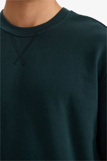 سويت شيرت بيزك قطن قصة عادية بياخة مستديرة