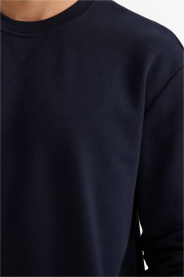 سويت شيرت بيزك قطن قصة عادية بياخة مستديرة