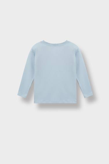 Erkek Bebek Bisiklet Yaka Basic Düz Uzun Kollu Tişört