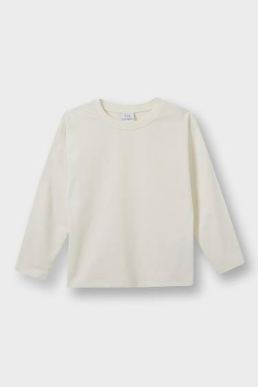 Erkek Bebek Bisiklet Yaka Basic Düz Uzun Kollu Tişört