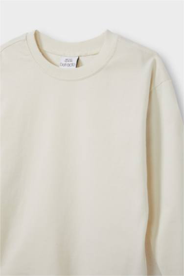 Erkek Bebek Bisiklet Yaka Basic Düz Uzun Kollu Tişört