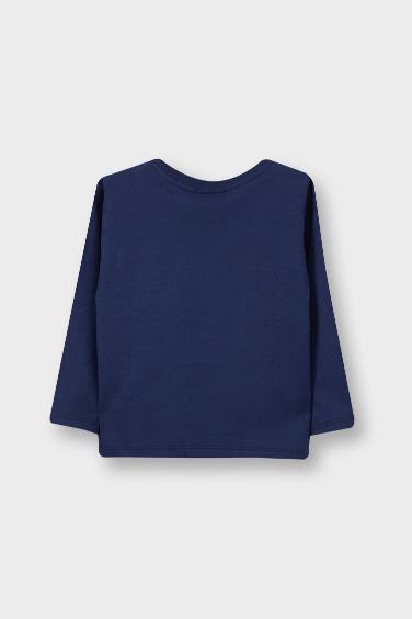 Erkek Bebek Bisiklet Yaka Basic Düz Uzun Kollu Tişört