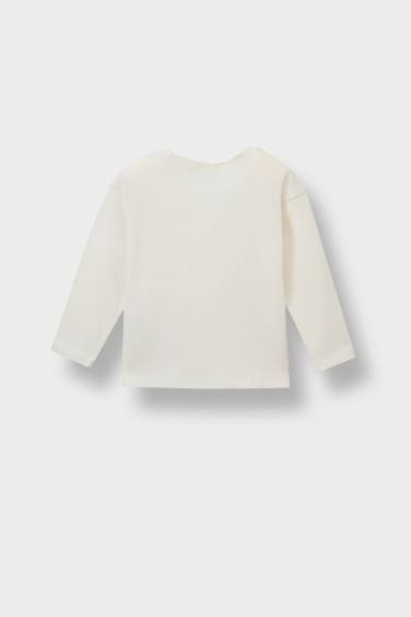 Kız Bebek Bisiklet Yaka Uzun Kollu Tişört