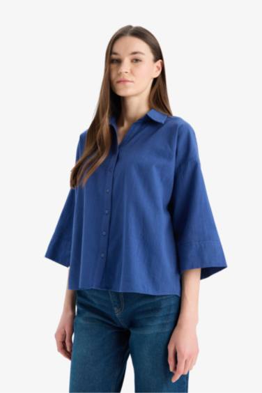 Regular Fit Linen Blend Short Sleeve Shirt