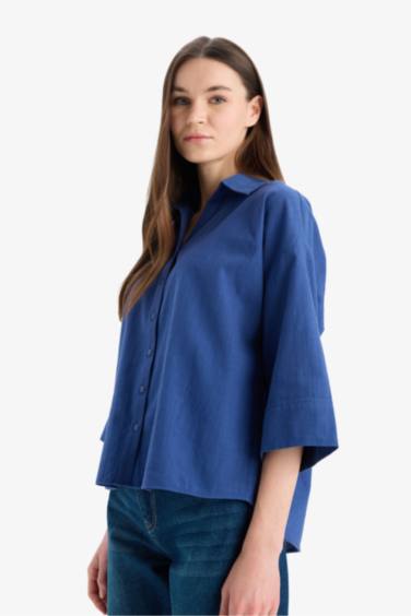 Regular Fit Linen Blend Short Sleeve Shirt