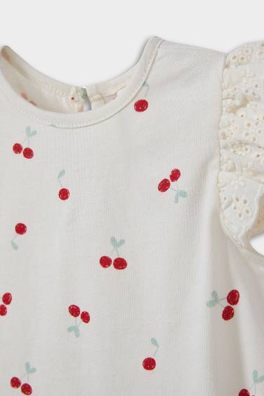 طقم بيبي بناتي بطبعة فاكهة قصة عادية - 3 قطع