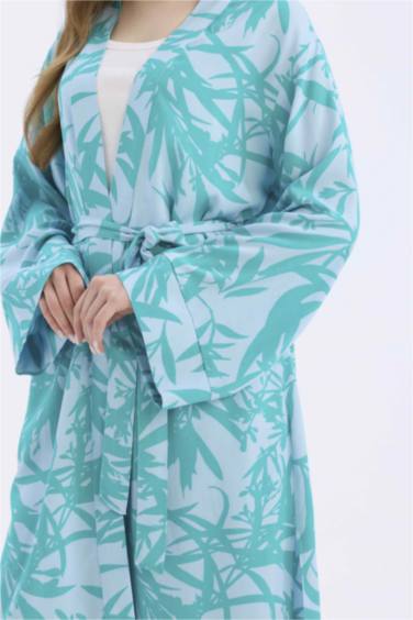 كيمونة بنمط عرقي قصة مريحة بياخة V