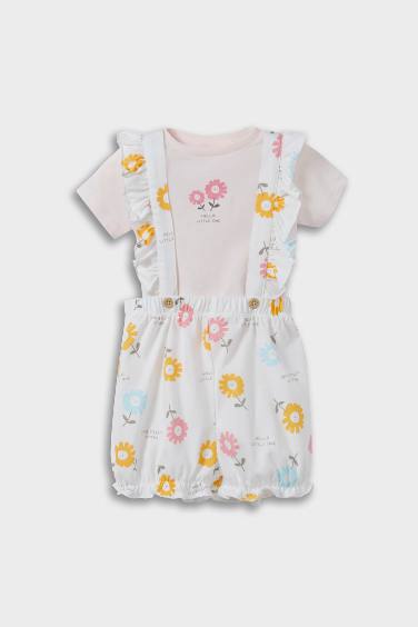 Baby Girl Floral Cotton T-Shirt Jumpsuit 2 Piece Set