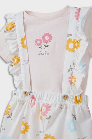 Baby Girl Floral Cotton T-Shirt Jumpsuit 2 Piece Set