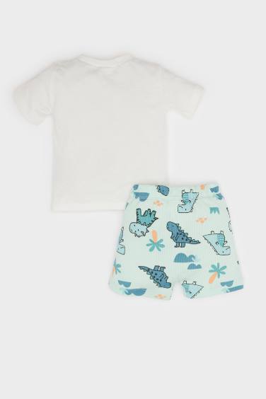 Baby Boy Dinosaur Printed Waffle 2 Piece Set