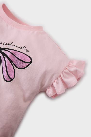 تيشيرت نص كم بشبرة قصة عادية بياقة مستديرة