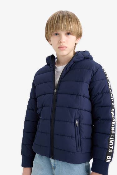 Boy Hooded Water Repellent Fleece Lined Hooded Puffer Jacket