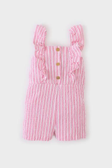 Baby Girl Striped Poplin Jumpsuit