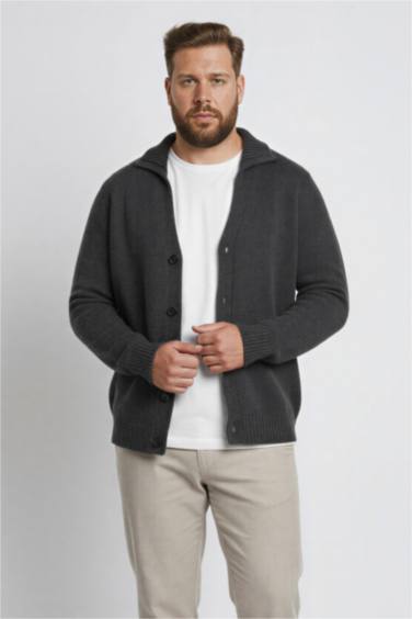 Standard Fit Turtleneck Knitwear Cardigan