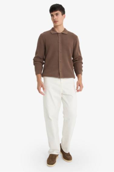 Standard Fit Polo Collar Knitwear Cardigan