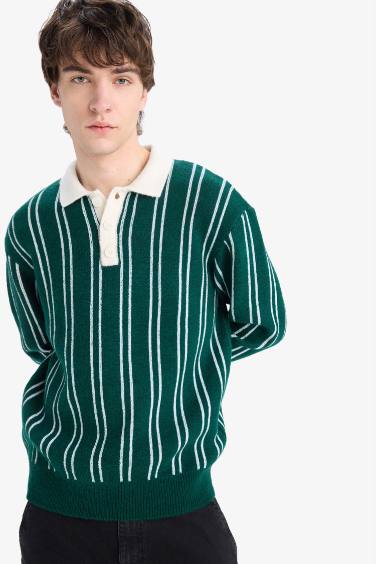 Relax Fit Polo Collar Knitwear Pullover