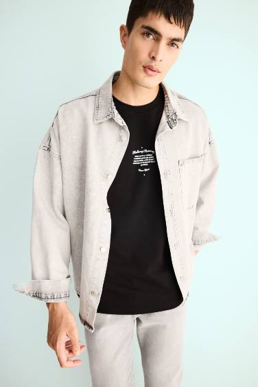 Oversize Fit Denim Long Sleeve Shirt