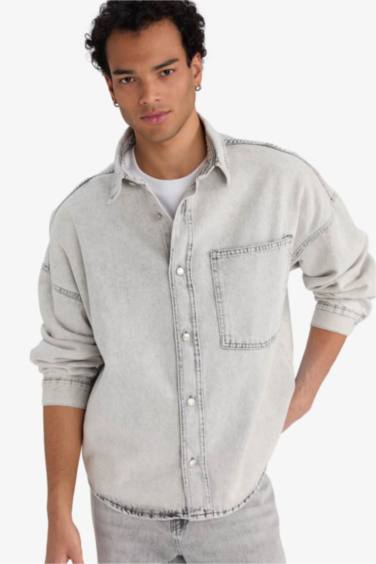 Oversize Fit Denim Long Sleeve Shirt