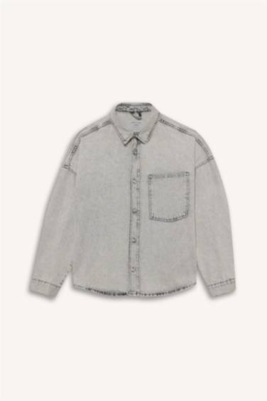 Oversize Fit Denim Long Sleeve Shirt