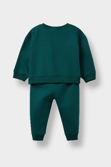 Erkek Bebek 2'li Takım Basic Düz Sweatshirt Eşofman Altı