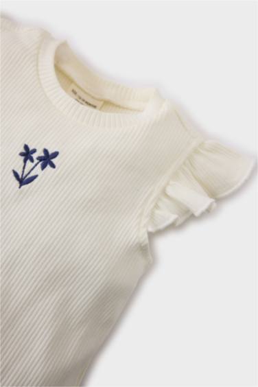 Baby Girl Floral Ribbed T-Shirt Skort 2 Piece Set