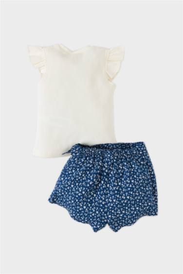 Baby Girl Floral Ribbed T-Shirt Skort 2 Piece Set