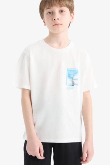 تيشيرت اولادي نص كم قصة عادية بطبعة من الخلف