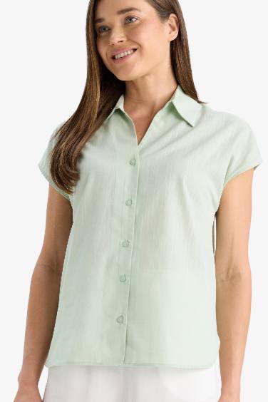 Regular Fit Shirt Collar Short Sleeve Shirt