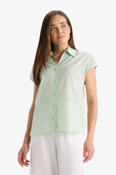 Regular Fit Shirt Collar Short Sleeve Shirt