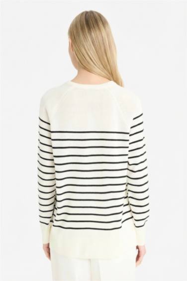 Pull rayé à col rond Coupe régulière