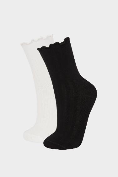 Woman Seamless Ruffled Ultra Soft 2 Piece Bamboo Long Socks