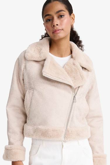 Regular Fit Suni Kürk Astarlı Mont