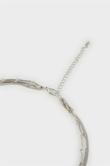 Woman 3 Piece Y Pendant Silver Necklace