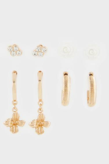 Woman 6 Piece Gold Earrings