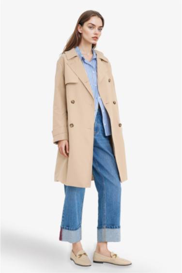 Regular Fit Belted Pocket Trench Coat
