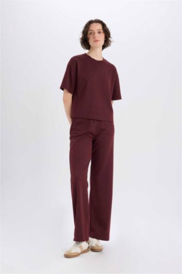 بنطلون بيزك قصة مستقيمة بجيب