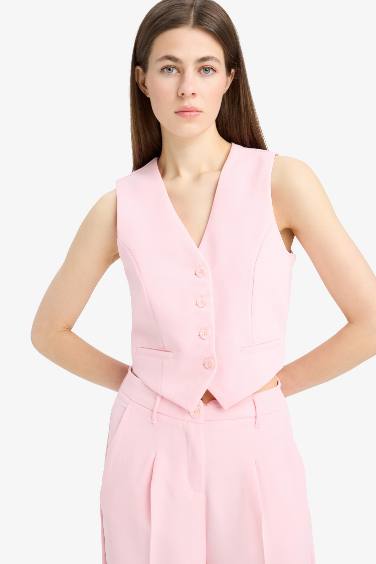 Блейзер жилет с V-образным вырезом, свободная посадка