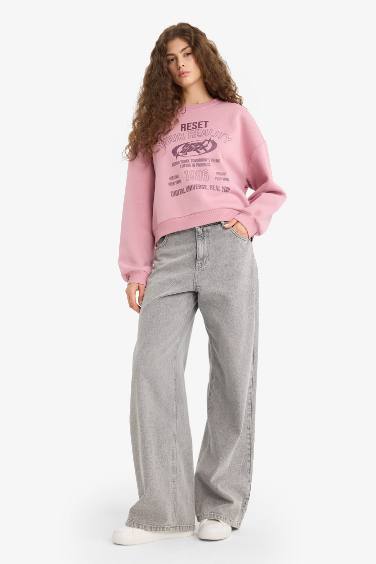 Sweatshirt imprimé à col rond Coupe régulière