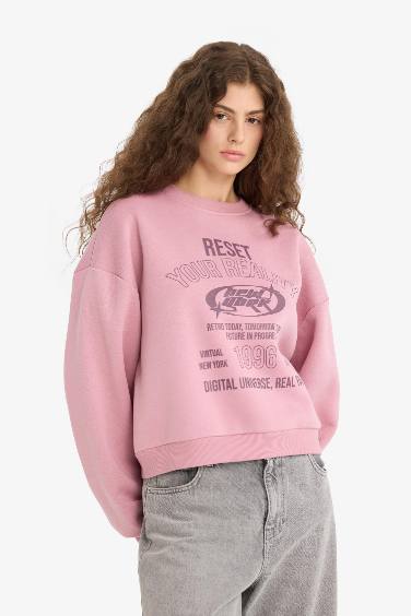 Sweatshirt imprimé à col rond Coupe régulière