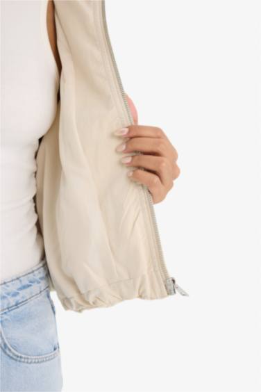 Regular Fit Hooded Waterproof Crop Jacket