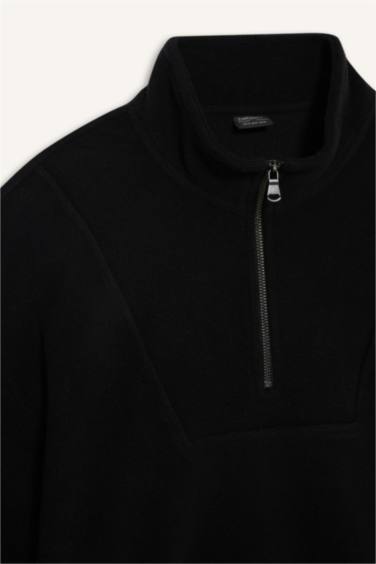 Sweatshirt boxy en polaire imprimé à col montant