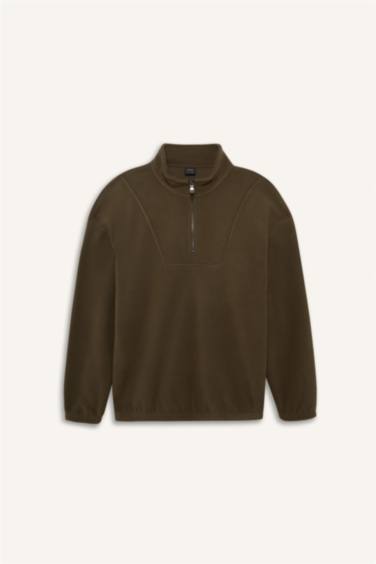 سويت شيرت قطيفة اوفر سايز بياقة عالية