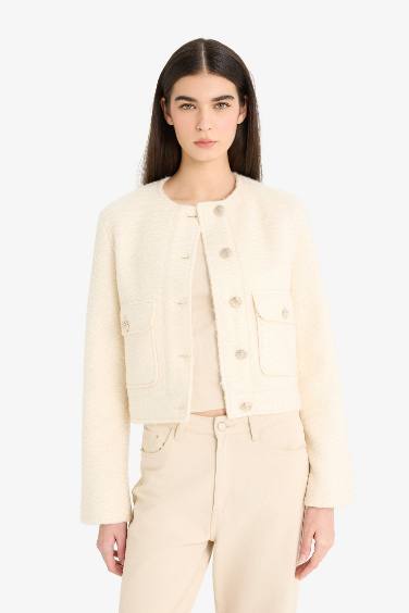 Regular Fit Düğmeli Kaşe Mont