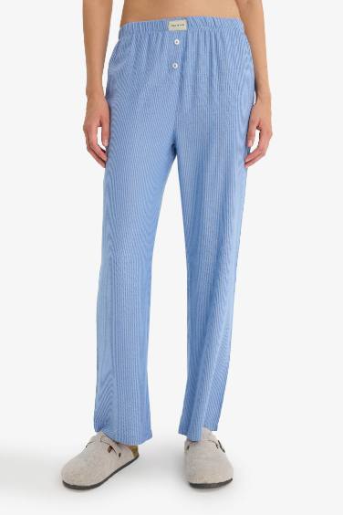 Regular Fit Uzun Boy Çizgili Pijama Altı-Fall in Love