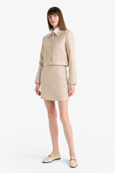 Юбка А-силуэта с высокой талией и подкладкой из твида