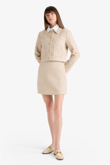 Юбка А-силуэта с высокой талией и подкладкой из твида