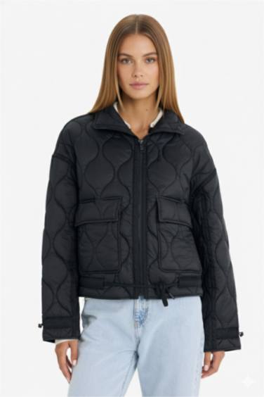 Su Geçirmez Regular Fit Fermuarlı Kapitoneli Mont