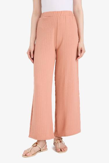 Jacquard Pocket Detail Wide Leg Trousers