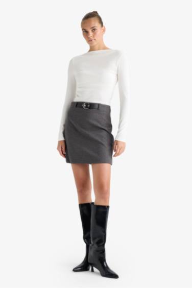 Юбка А-силуэта с высокой талией и подкладкой