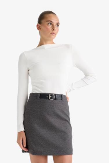 Юбка А-силуэта с высокой талией и подкладкой